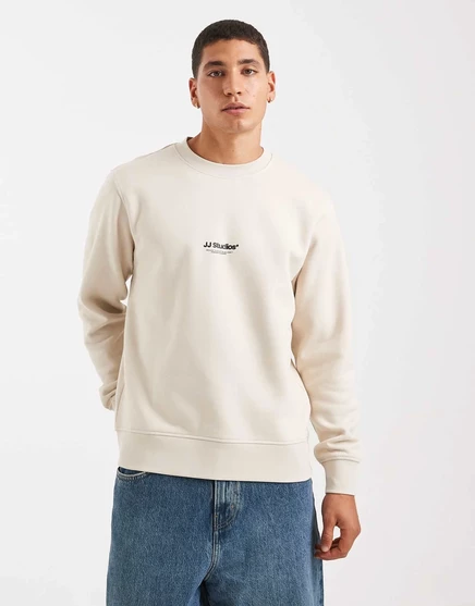 Мужской свитшот Jack & Jones с логотипом спереди, кремовый