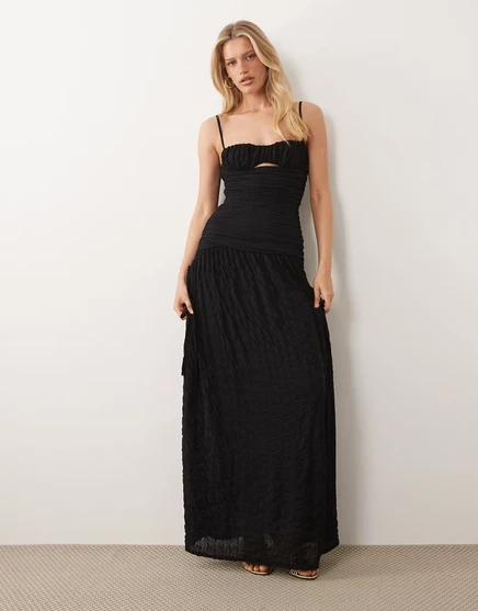 Женское макси-платье ASOS Design с драпировкой лифа, черное