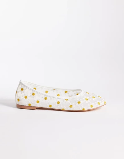 Женские балетки Public Desire Dainty с ромашкой, белые