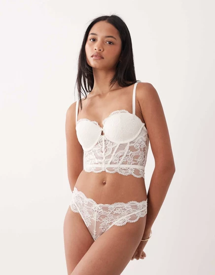 Кружевной корсет ASOS DESIGN Lola на косточках цвета слоновой кости ivory