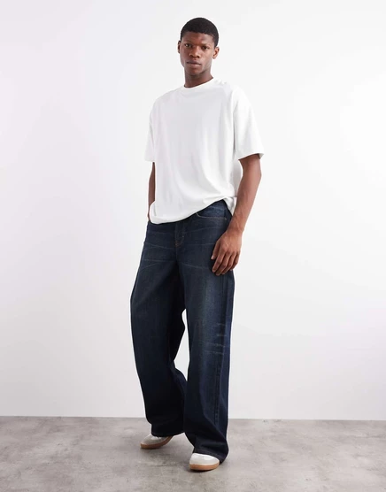 Мужские джинсы cotton on super baggy свободный крой, селвиджовый потерто-синий