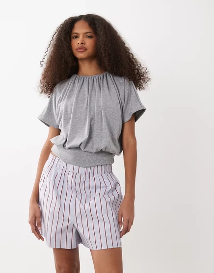 Топ-баллон ASOS DESIGN с коротким рукавом серого цвета