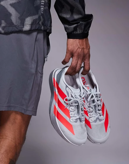 Мужские беговые кроссовки adidas Adizero Evo SL, светло-серые/красные