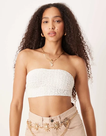 Топ-бандо Free People bea с текстурой слоновой кости clean ivory