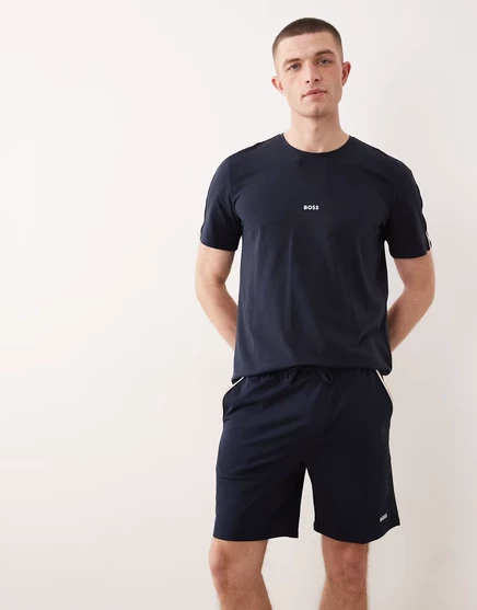 Уникальные шорты для отдыха BOSS Bodywear темно-синего цвета - часть комплекта темно-синего цвета