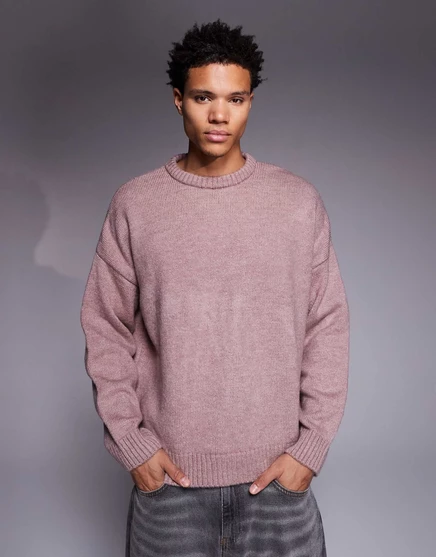 Вязаный свитер свободного кроя extreme oversize от ASOS DESIGN розового цвета mauve