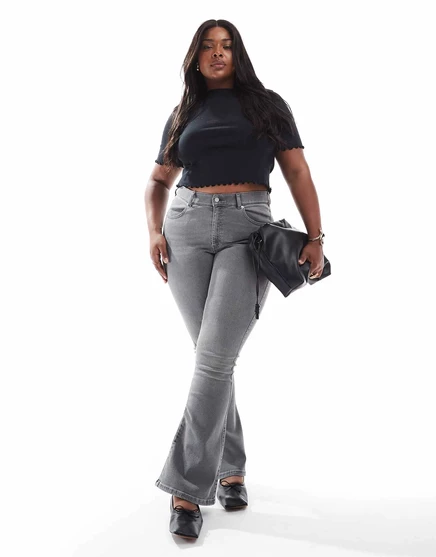 Джинсы Dr Denim Plus Lexy Bootcut со средней талией, зауженные к низу, с укороченными штанинами, стираного серого цвета washed gray