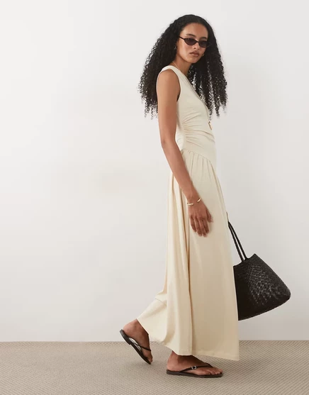 Женское платье ASOS Design макси на одно плечо, песочное
