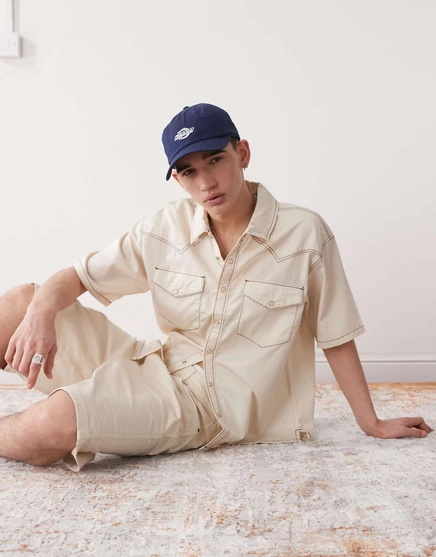 Рабочая рубашка Dickies River Ranch бежевого цвета whitecap gray