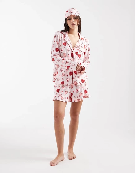 Пижамный комплект Miss Selfridge с супер мягким принтом в виде сердца heart print
