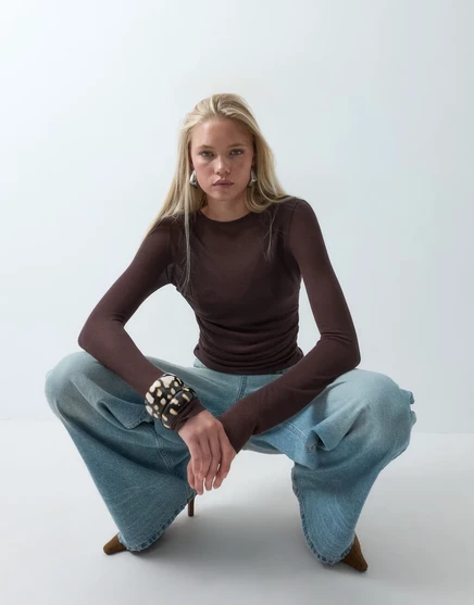 Женский топ ASOS Design с драпировкой, шоколадный