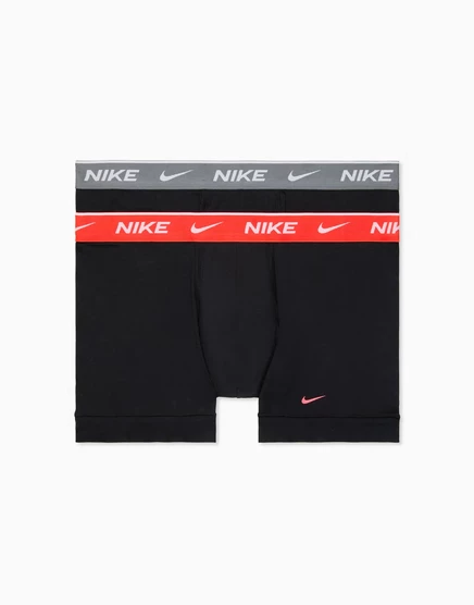 Боксерские трусы Nike Essential Cotton 2 pack черного цвета с красными/серыми поясами черно - ярко-малиновые / серые