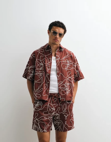 Мужская рубашка ASOS Design Boxy Oversized, бордовая