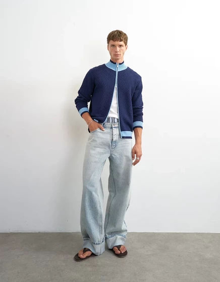 Жесткие мешковатые джинсы Topman с подвернутым низом светло-синего цвета, которые можно стирать в стиральной машине