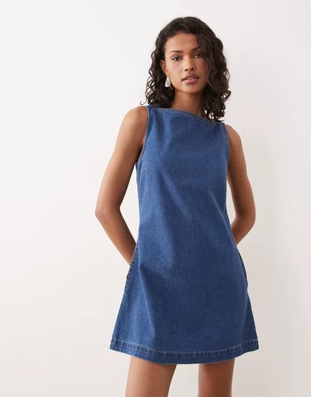 Женское джинсовое платье ASOS Design, средне-голубое