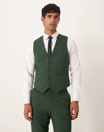 Облегающий костюмный жилет ASOS DESIGN зеленого цвета dark green