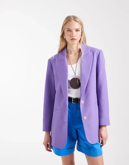 Женский пиджак ASOS Design мужского кроя, фиолетовый