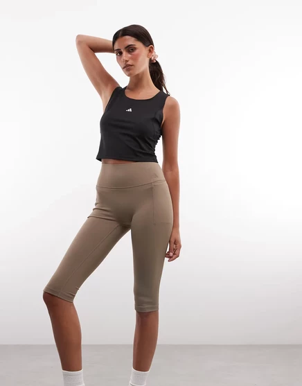 Женские капри-леггинсы Adidas Optime, 42 см, хаки