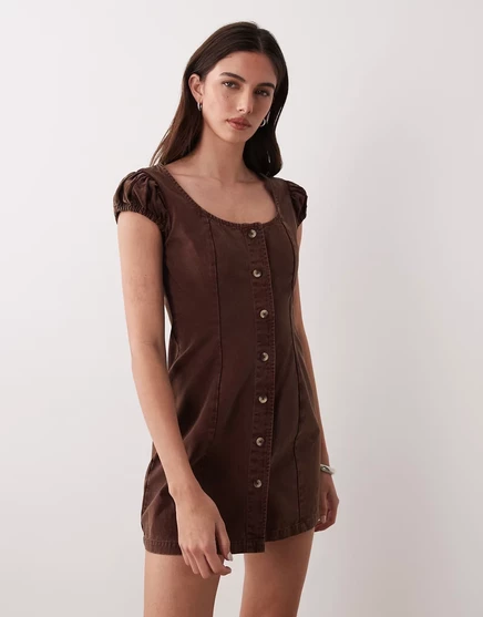 Женское мини-платье ASOS Design на пуговицах, шоколадное