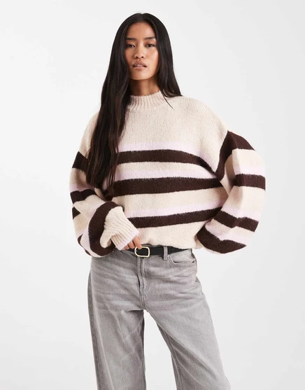 Мисс Селфридж почистила пушистый свитер в розовую и кремовую полоску pink / cream stripe