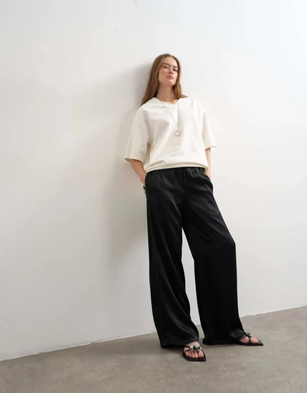 Женские широкие брюки TopShop с завязками, черные
