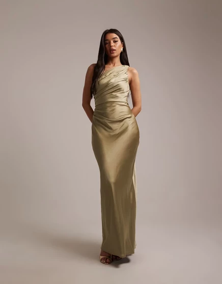 Женское платье PRETTY LAVISH Juliet одно плечо, оливковое