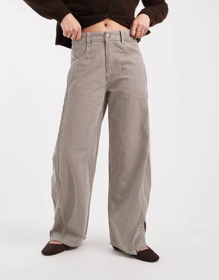 Дизайнерские брюки ASOS в форме подковы с коричневой полоской на талии brown stripe