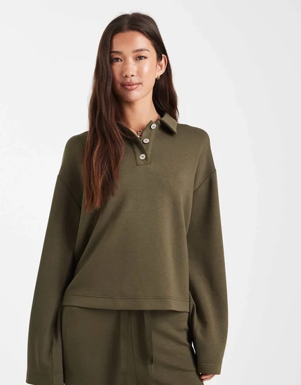 Спортивный топ-поло Vero Moda super soft оливково-зеленого цвета - часть комплекта grape leaf