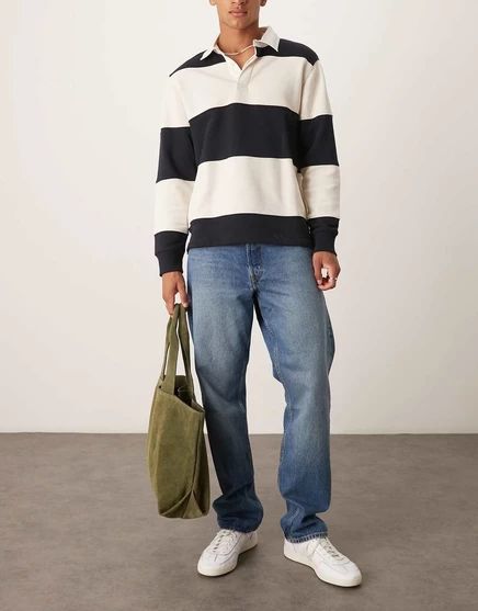 Свободные джинсы ARKET Ocean с прямыми штанинами темно-синего цвета mid washed blue