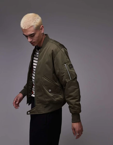 Куртка-бомбер премиум-класса от Tommy Hilfiger армейского зеленого цвета  mgreen