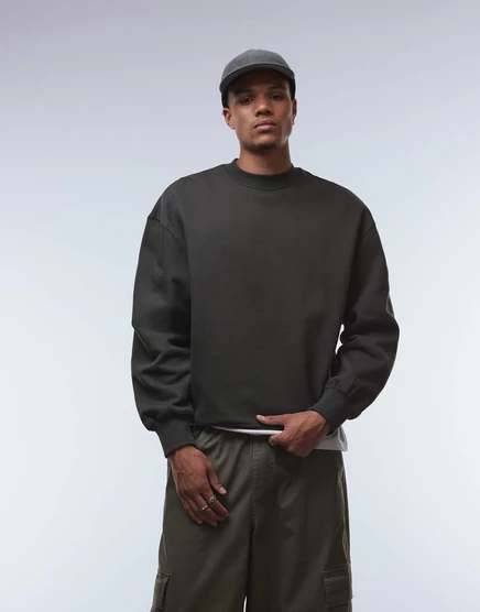 Толстовка оверсайз премиум-класса в тяжелом весе от ASOS DESIGN цвета хаки весом 400 гсм elegance