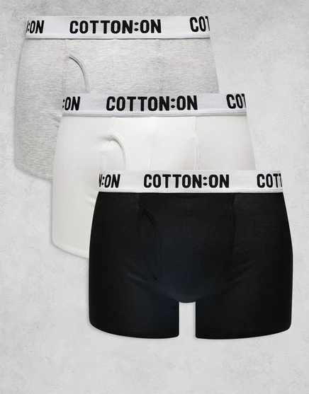 Мужские боксеры Cotton On, набор 3 шт., чёрный/серый/белый