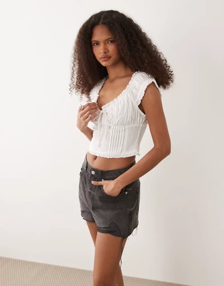 Шорты Miss Selfridge extreme rip из черной стирки black wash
