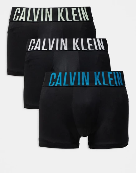 Мужские боксеры Calvin Klein Intense Power (3 шт.), черные/зеленая резинка