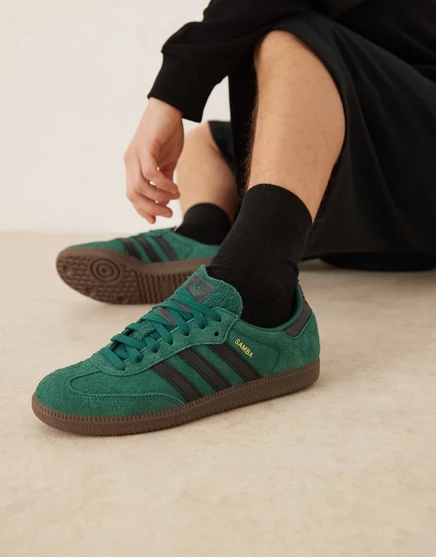 Мужские кеды adidas Originals Samba OG, зелёно-черные