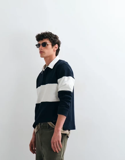 Регбийный топ Jack &amp Jones с цветными блоками темно-синего и белого цветов sky captain