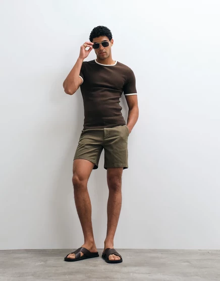 Мужские шорты Chino ASOS Design узкие средней длины, хаки