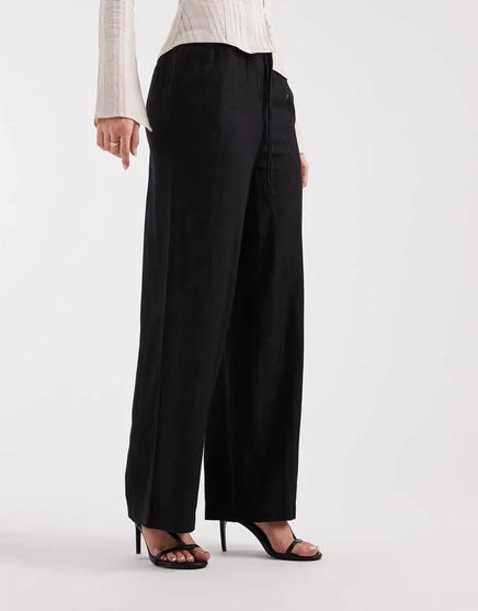 Женские широкие брюки River Island льняного вида, черные (в комплекте)