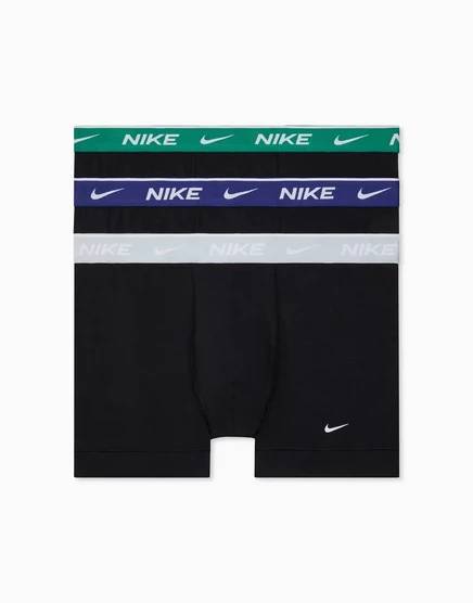 Трусы-боксеры Nike Essential Cotton 3 pack черного цвета с серым/фиолетовым /зеленым поясом черный - чистая платина / фиолетовый / зеленый