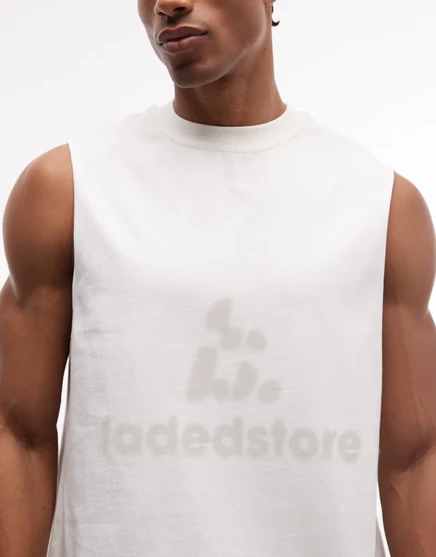 Мужская майка Faded Store boxy fit с логотипом, меловая