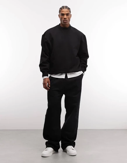 Широкие спортивные штаны ASOS Design 400 г/м², черные