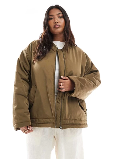 Куртка-бомбер ASOS DESIGN Curve MA1 clean оливкового цвета khaki