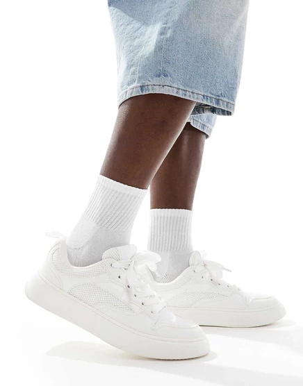 Дизайнерские кроссовки ASOS белого цвета с сетчатыми вставками white