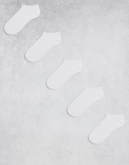 Носки-кроссовки ASOS DESIGN из 5 упаковок белого цвета white