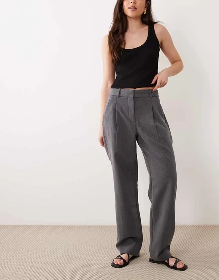 Женские приталенные прямые брюки ASOS Design, серые