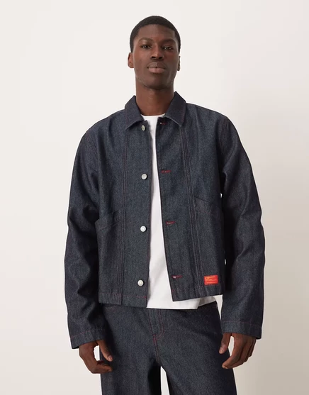 Мужская джинсовая куртка ASOS Design Harrington, темно‑синяя