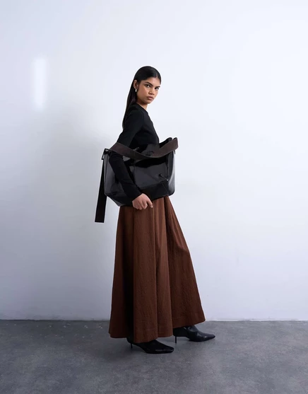 Пышная юбка макси от Topshop коричневого цвета в черную полоску brown