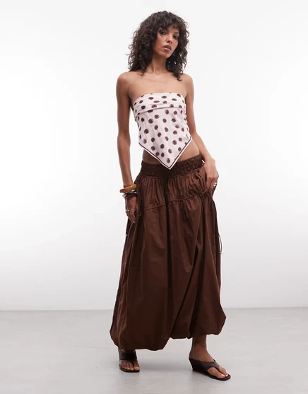 Женская юбка ASOS Design миди с кулиской, коричневая