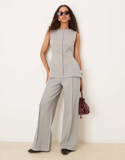 Широкие спортивные брюки ASOS DESIGN из ткани цвета вереска серого цвета в стиле скуба - часть комплекта gray heather