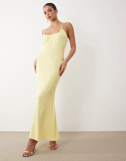 Женское макси-платье ASOS Design на бретелях из сетки, кремовое